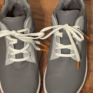 Women’s Clarks Cloudstepoers Gray Boots with White Laces